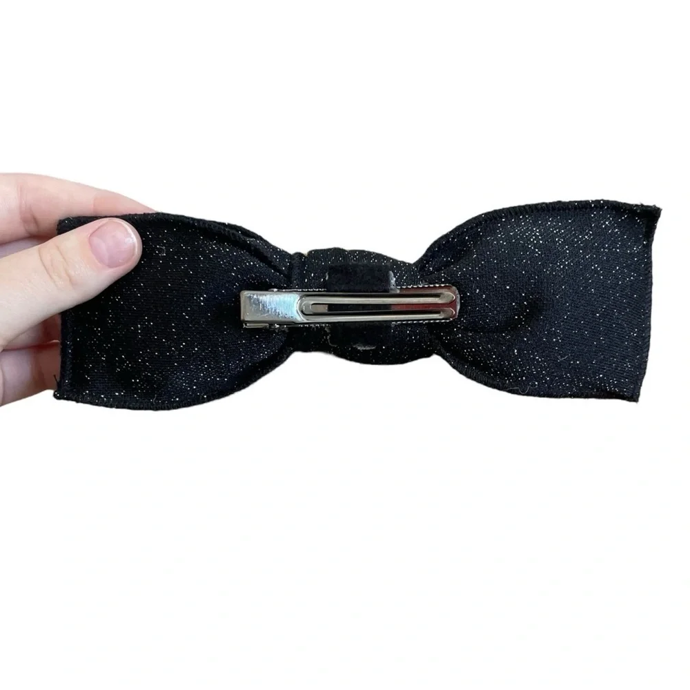 4/$25 Black Bow Hair Clip with Sparkles